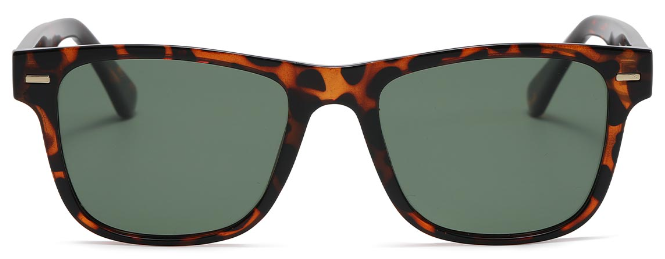 Temwa: Square Tortoiseshell/Dark-Green Sunglasses for Women and Men