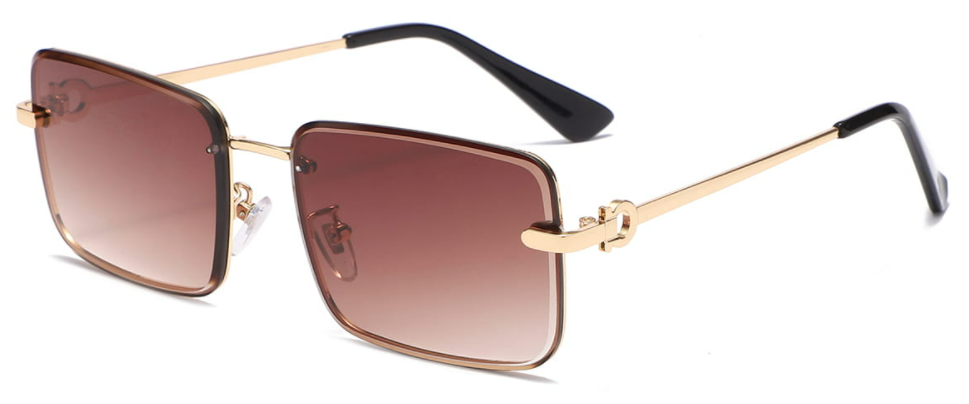 Grace: Rectangle Gradient-Brown Sunglasses for Men Women