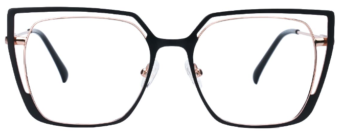 Yandi: Square Black/Gold Eyeglasses for Women