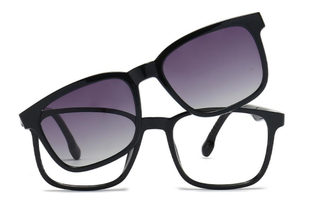 Rectangle Black Clip-on Sunglasses For Men and Women