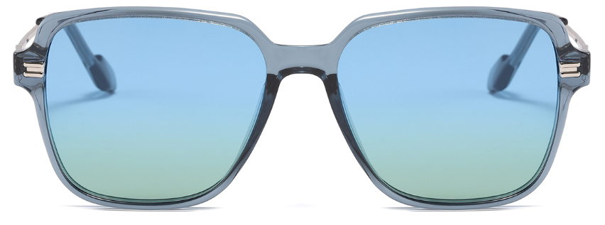 Gary: Square Transparent-Blue/Blue-Green Sunglasses for Men and Women