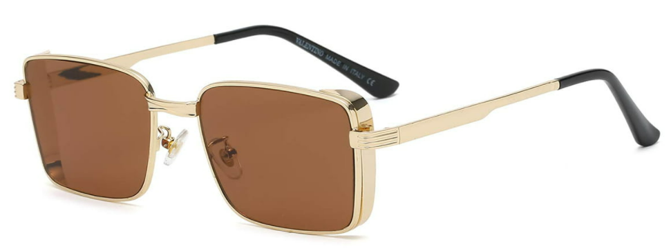 Calida: Rectangle Brown/Brown Sunglasses for Men and Women