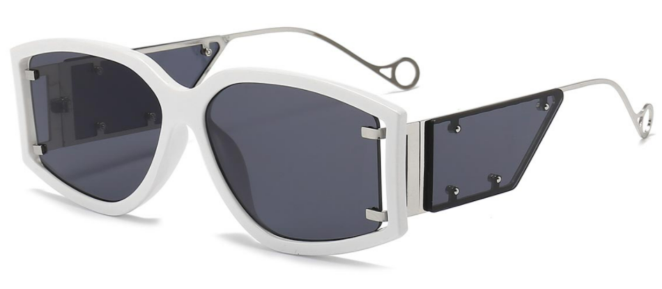 Pearl: Rectangle White/Grey Sunglasses for Women and Men