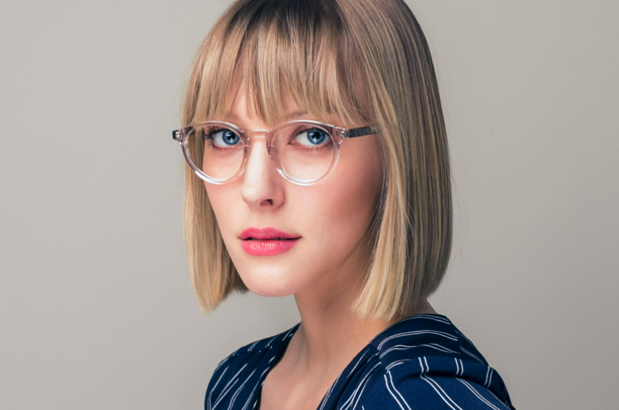  A fashion lady wearing transparent glasses
