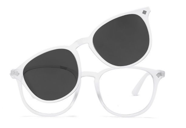 Oval White Clip-on Sunglasses For Men and Women