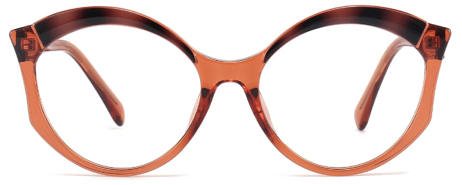 Kaleb: Round Orange Eyeglasses for Women