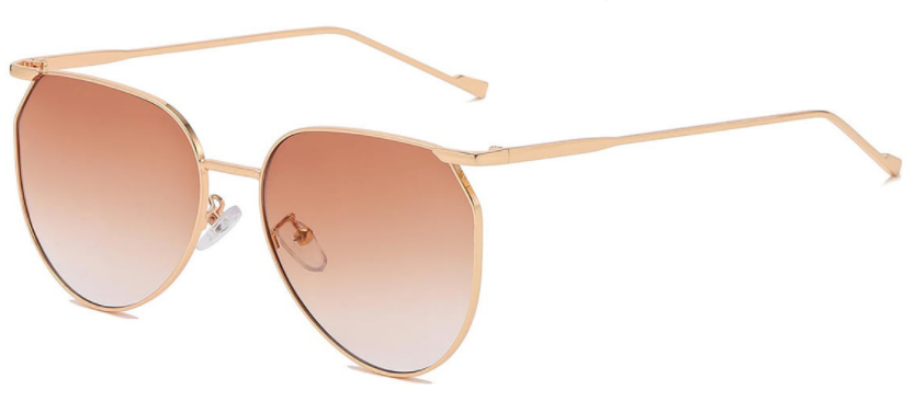 Oval Gold/Gradual-Brown Sunglasses For Women