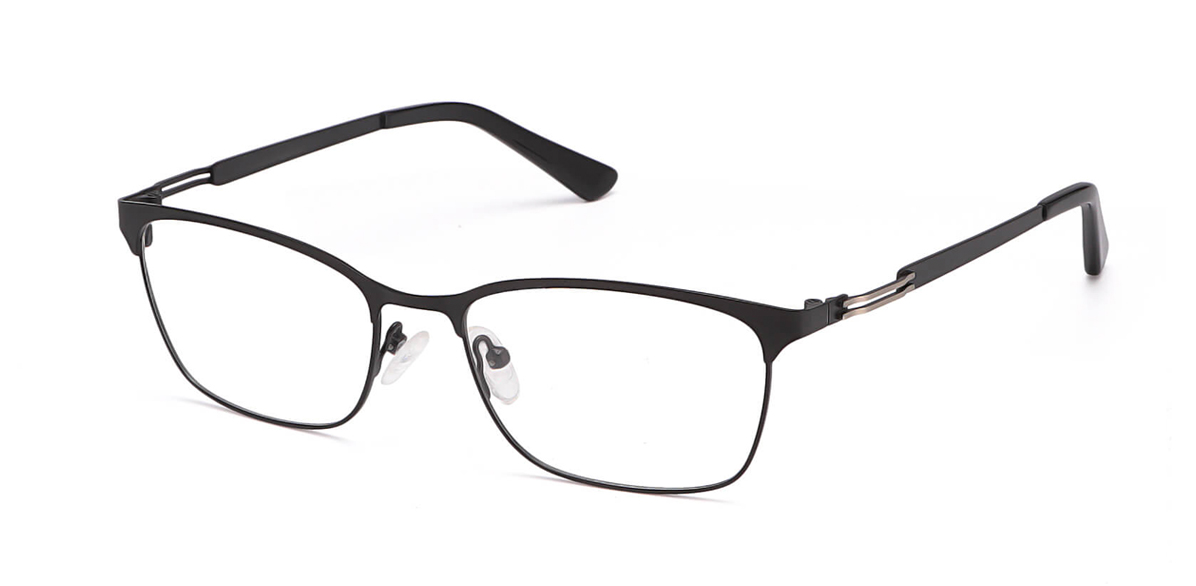 Rectangle Black/Silver Eyeglasses For Men
