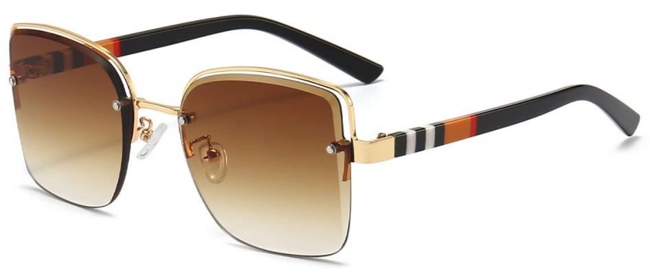 Ayla:Square Gold/Gradual-Brown Sunglasses for Women