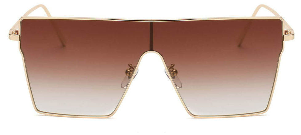 Priya:Square Gold/Brown Sunglasses for Men and Women