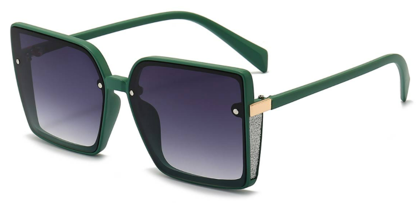 Square Matte-Green/Gradual-Grey Sunglasses For Women