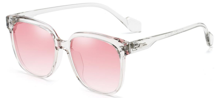 Square Transparent/Gradual-Pink Sunglasses for Women