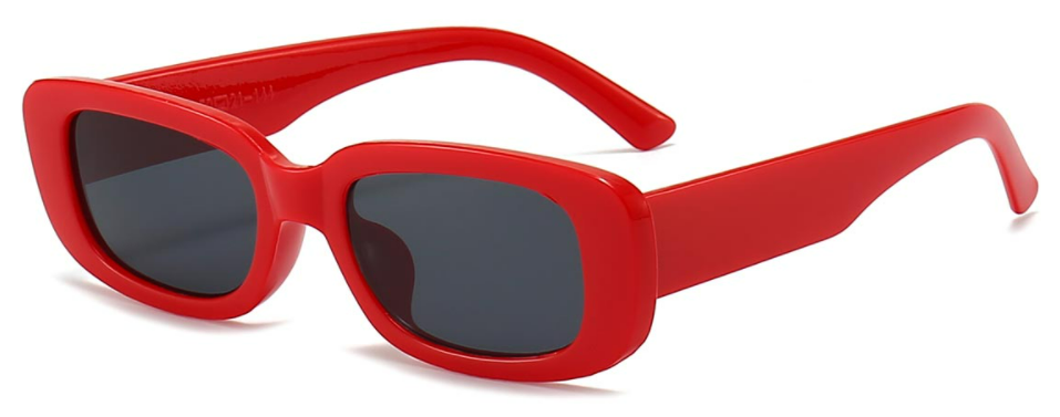 Noa: Rectangle Red/Grey Sunglasses for Women and Men