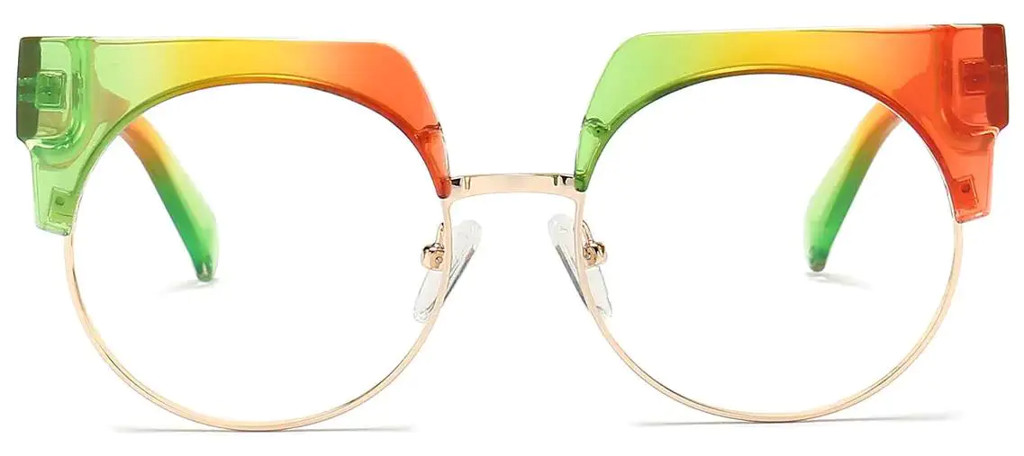 Lexi: Round Green/Yellow/Orange Glasses