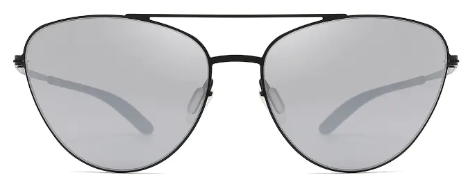Kabo: Aviator Black/Silver-Mirror Sunglasses for Men and Women