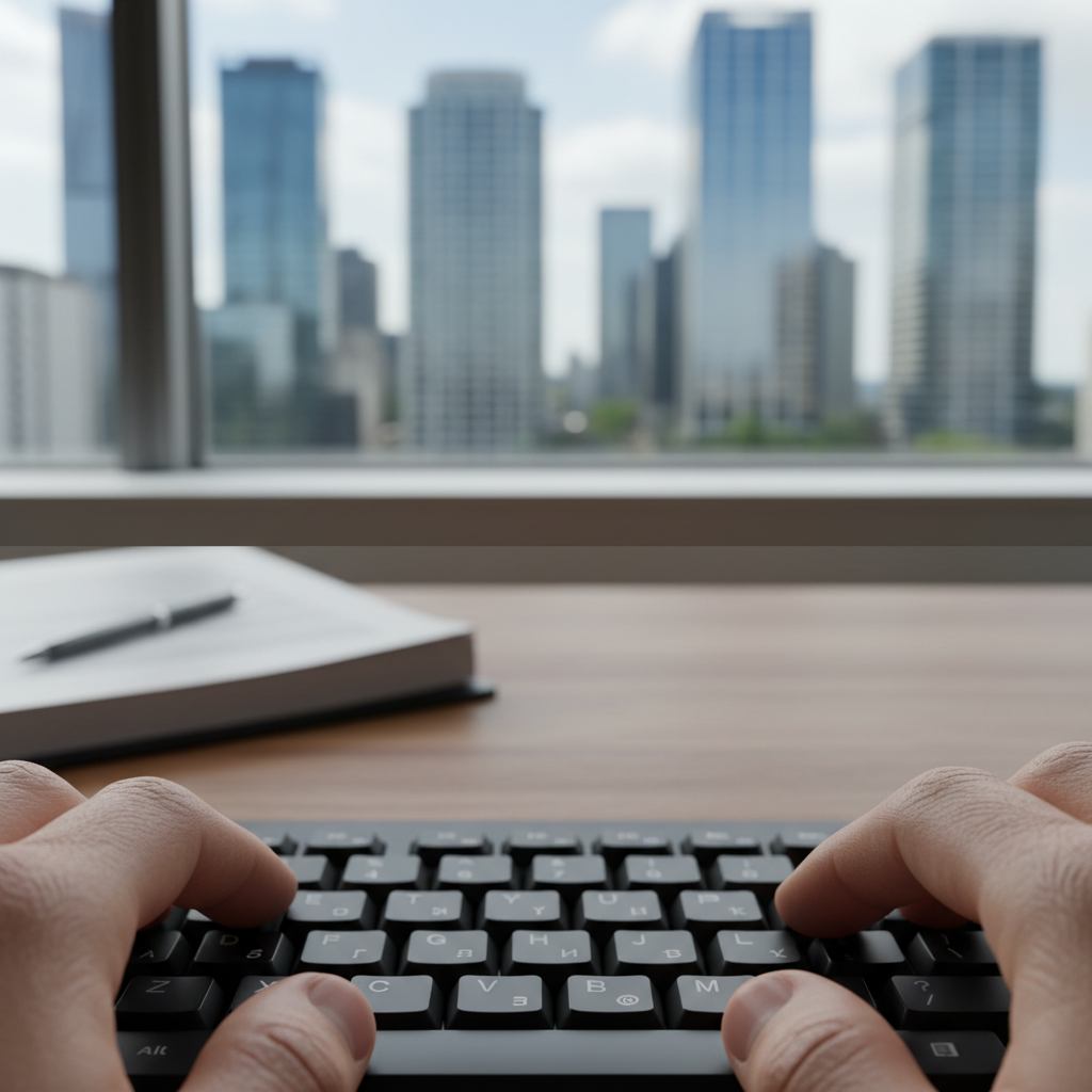 A point-of-view simulation of looking through progressive lenses, with the clear distance-vision zone at the top and the reading zone at the bottom.