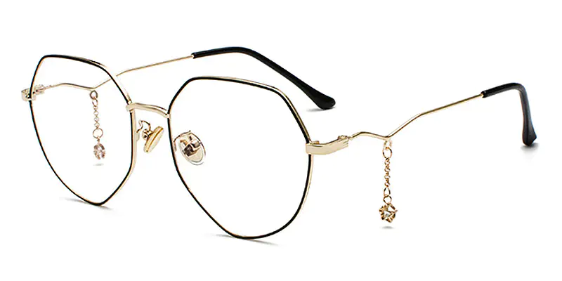 Round Black/Gold Glasses for Women
