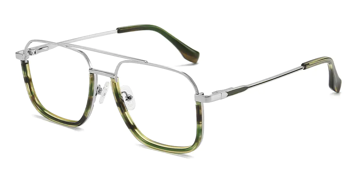 Aviator Silver-Green/Tortoiseshell Glasses for Men
