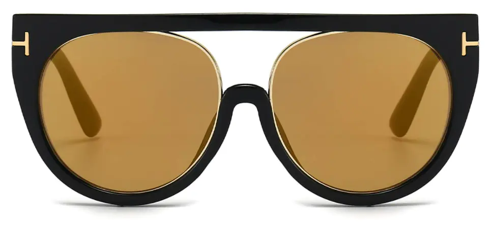 Zaria: Aviator Black/Gold/Brown Sunglasses for Women