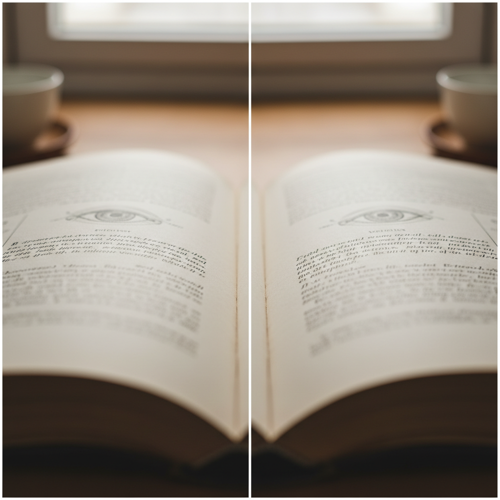 A comparison showing a blurry image next to a clear image, illustrating the need for precise glasses in amblyopia therapy.