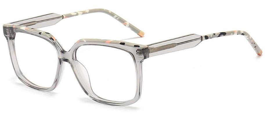 Leila: Rectangle Grey Glasses
