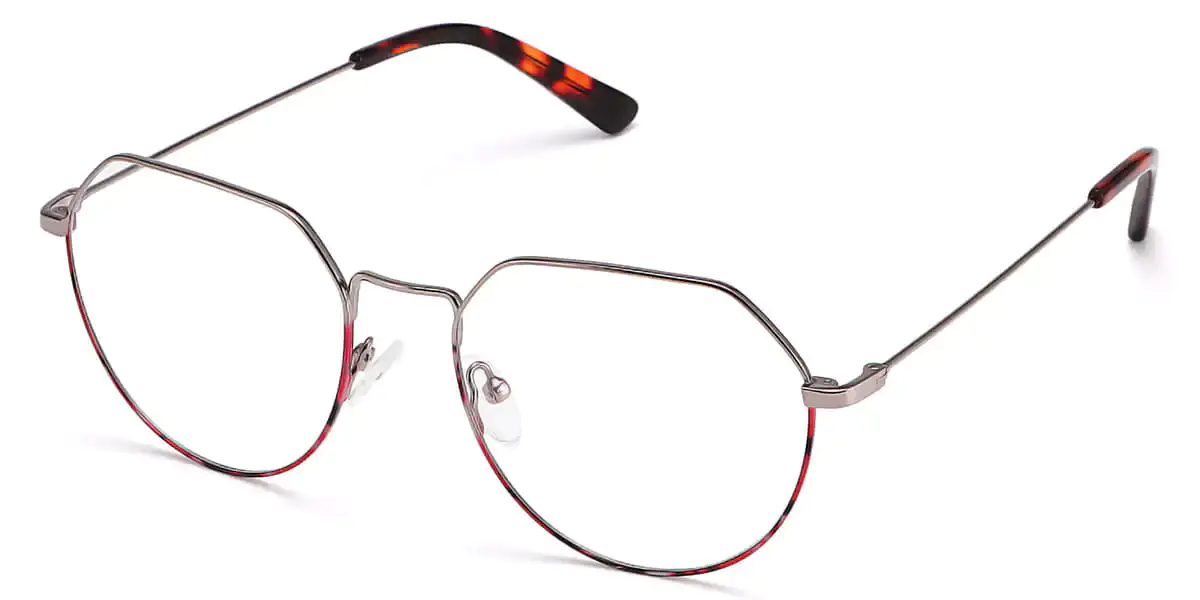 Round Silver-Red Glasses for Men and Women