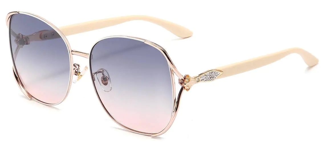 Adeline: Square Gold/Bule-Pink Sunglasses