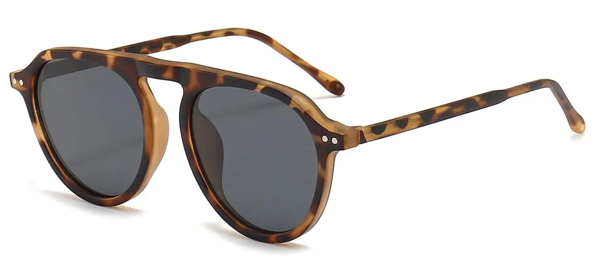 Mateo: Round Tortoiseshell/Grey Sunglasses