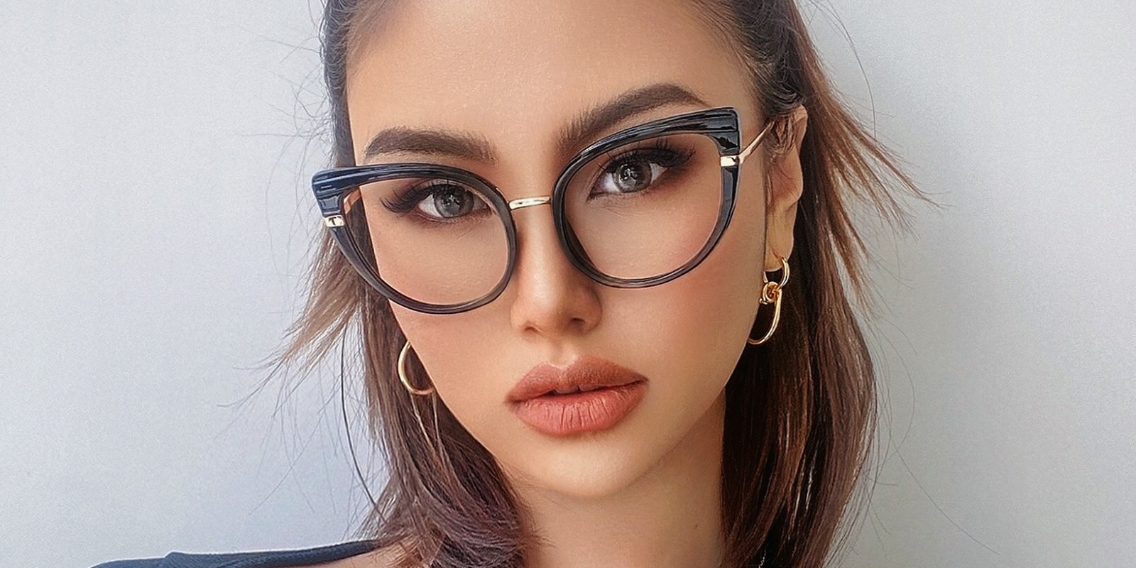 Black - Cat eye Glasses - Kimora