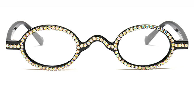 Bright Black Fancy Diamonds Bonfilia - Oval Glasses