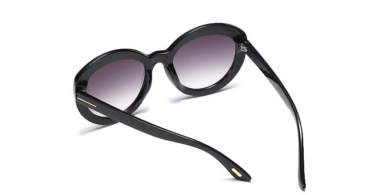 Black Tortoiseshell Gradual Grey Suvi - Oval Sunglasses