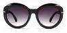 Black Tortoiseshell Gradual Grey Suvi - Oval Sunglasses