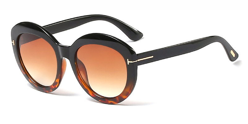 Black Tortoiseshell Gradual Brown Suvi Glasses - Oval Sunglasses