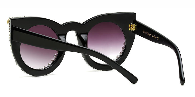 Pearl Diamond Black Gradual Grey Ruri - Cat Eye Sunglasses