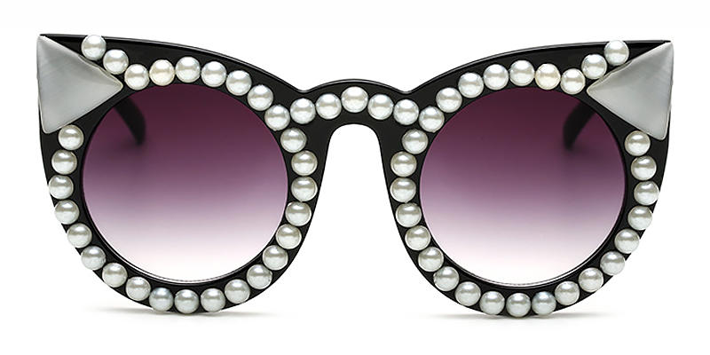 Pearl Black Gradual Grey Ruri - Cat Eye Sunglasses