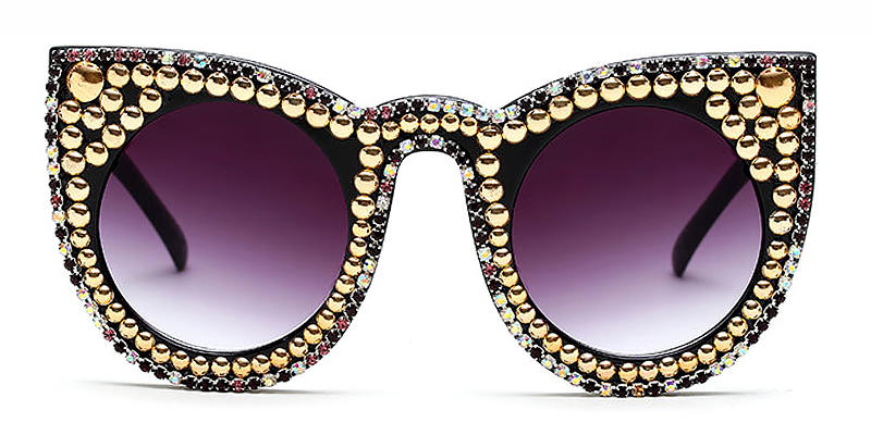Diamond Suds Black Gradual Grey Ruri - Cat Eye Sunglasses