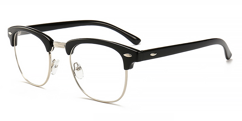 Black Silver Wyatt - Oval Glasses