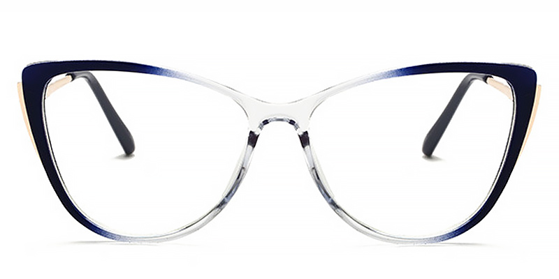 Blue - Cat eye Glasses - Coral