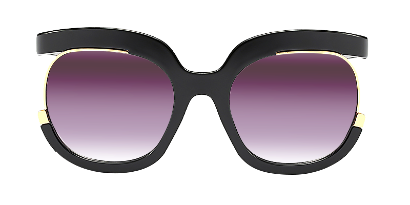 Black Tortoiseshell Gradual Grey Oluchi - Square Sunglasses