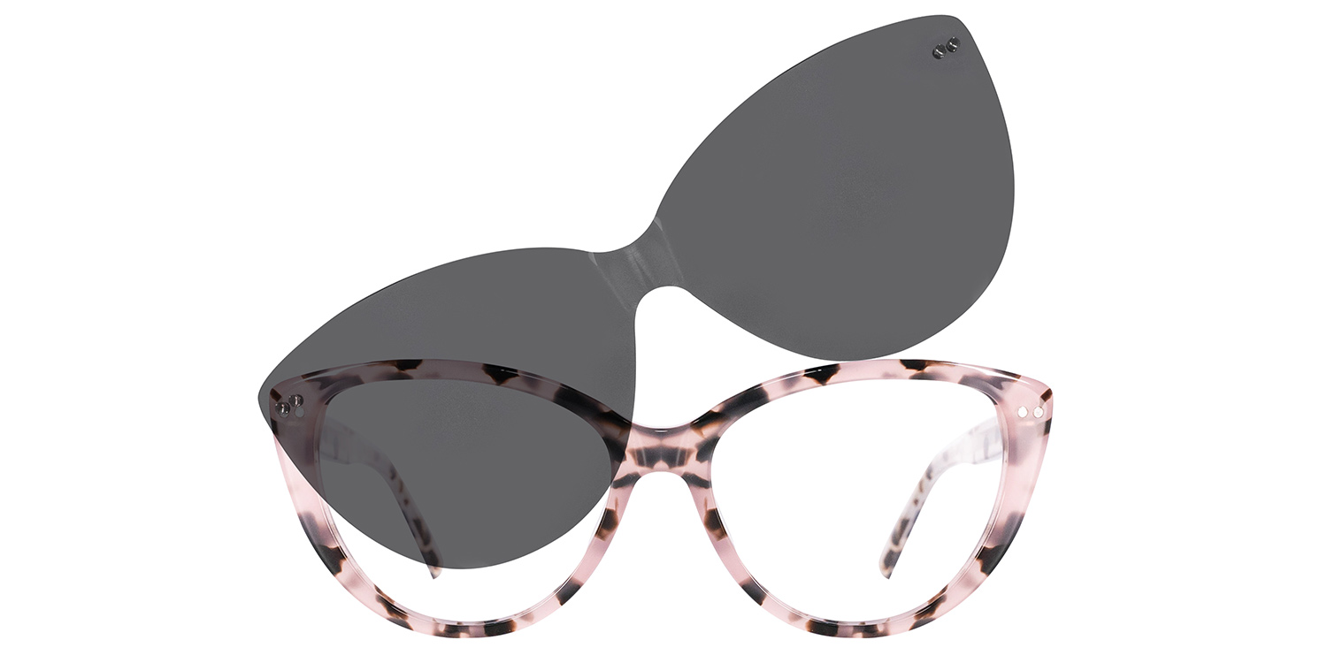 Pink Tortoiseshell Olwyn - Cat eye Clip-On Sunglasses