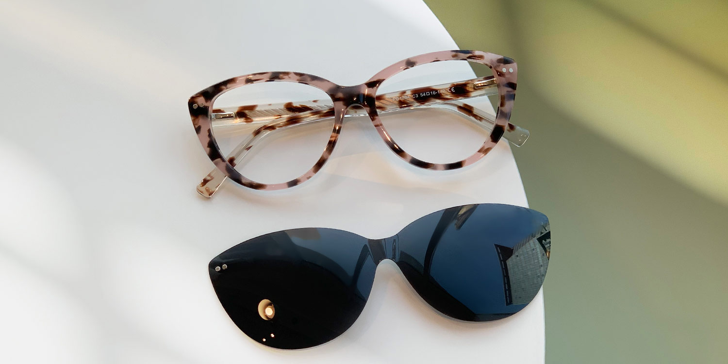 Pink Tortoiseshell Olwyn - Cat eye Clip-On Sunglasses