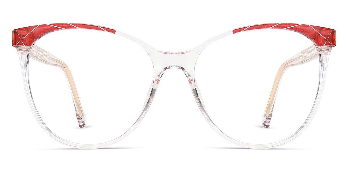 Clear Red stripe Elizaveta - Oval Glasses