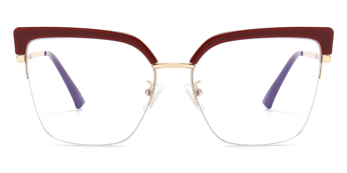 Red - Square Glasses - Delyth