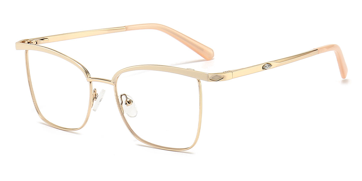 Gold Gold Evadne - Rectangle Glasses