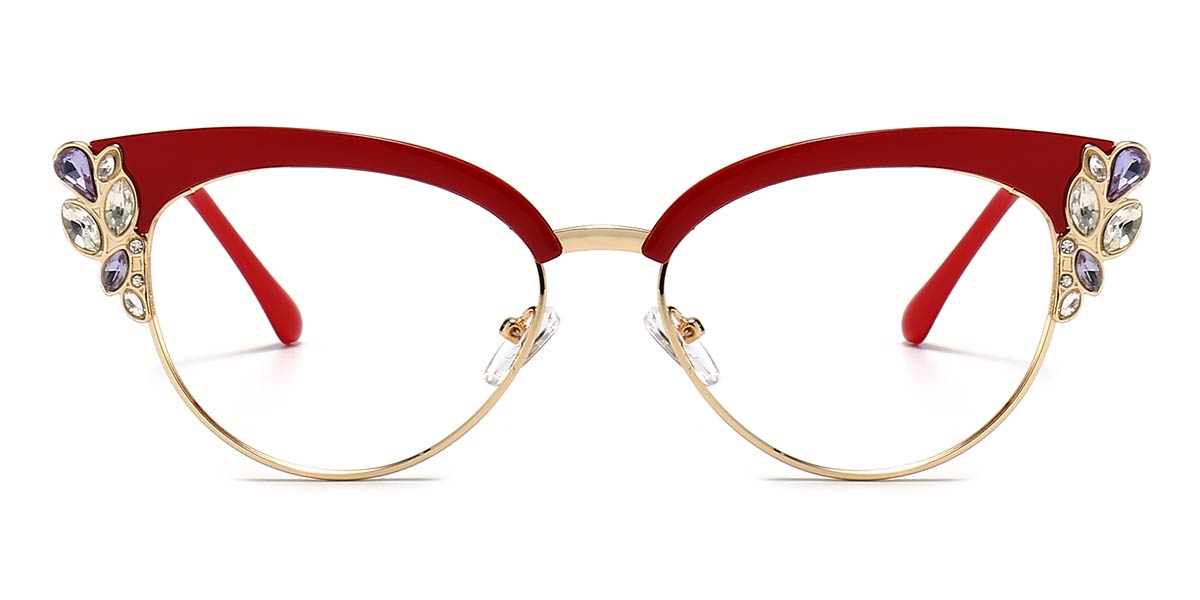 Red - Cat eye Glasses - Ozara