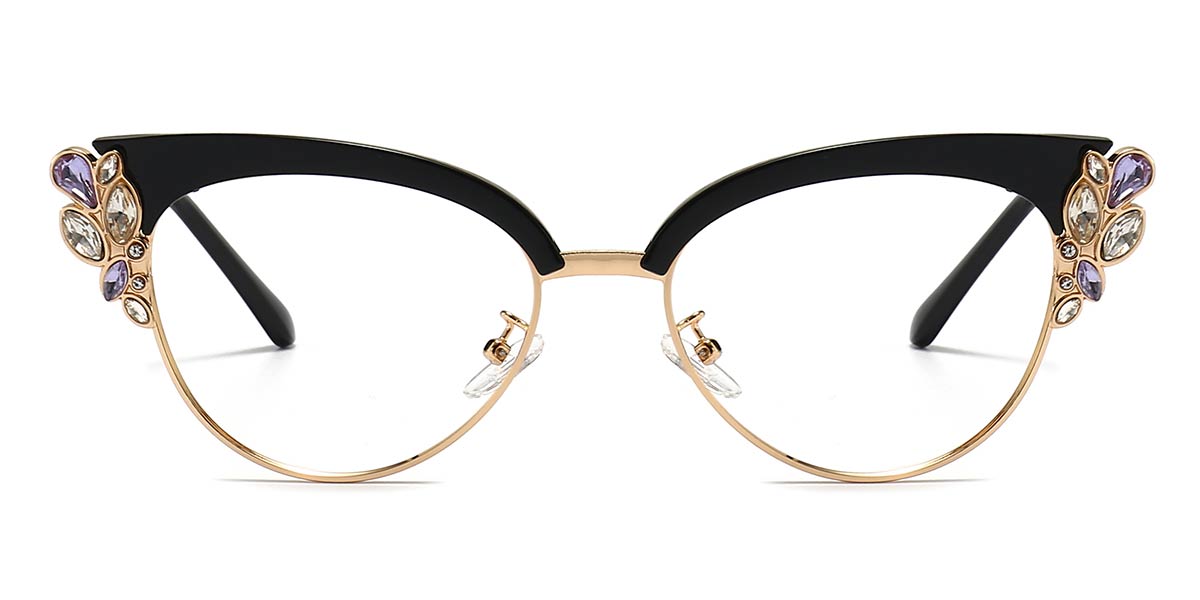 Black - Cat eye Glasses - Ozara