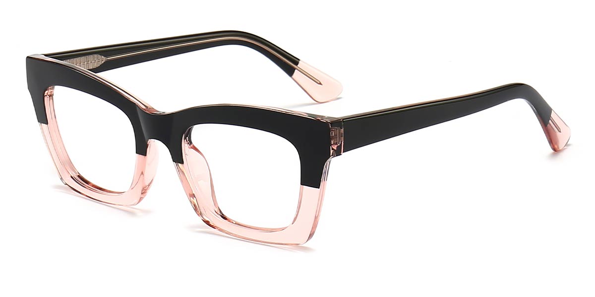 Black Pink Laelia - Rectangle Glasses