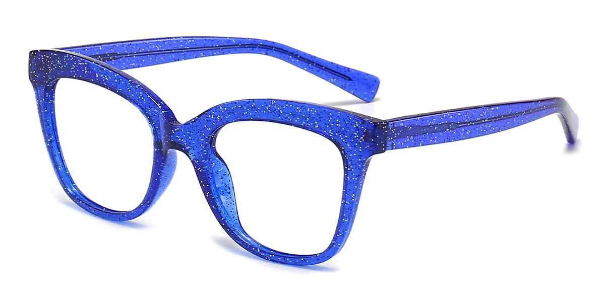 Shiny Blue Alwin - Square Glasses