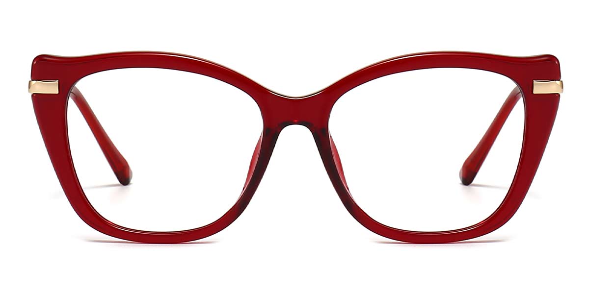 Red - Cat eye Glasses - Eachna