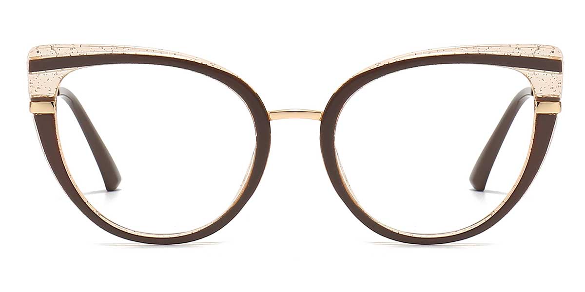 Brown - Cat eye Glasses - Kimora